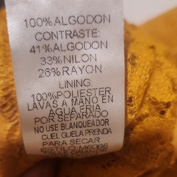*NWT* Women's Umgee Mustard Lace Mini Dress Size Large - Picture 8 of 8